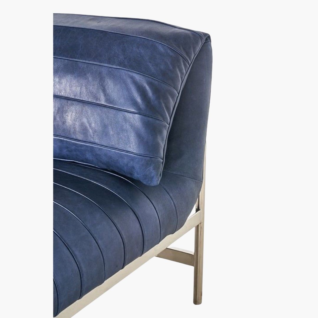 Buy Online Pomona Lounge Chaise,BLUE,LEATHER | Marina Home