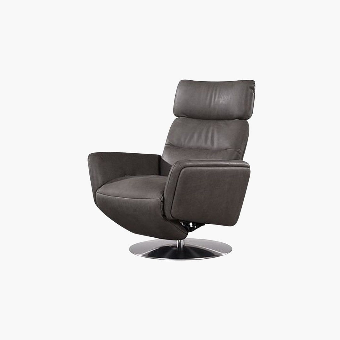 Buy Online Leyvam Reclining Arm Chair GREY LEATHER Marina Home Interiors UAE