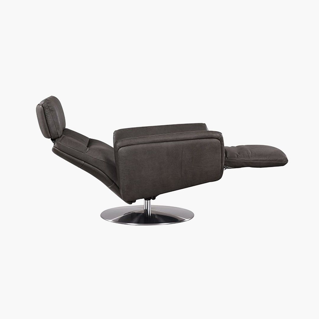 Buy Online Leyvam Reclining Arm Chair GREY LEATHER Marina Home Interiors UAE