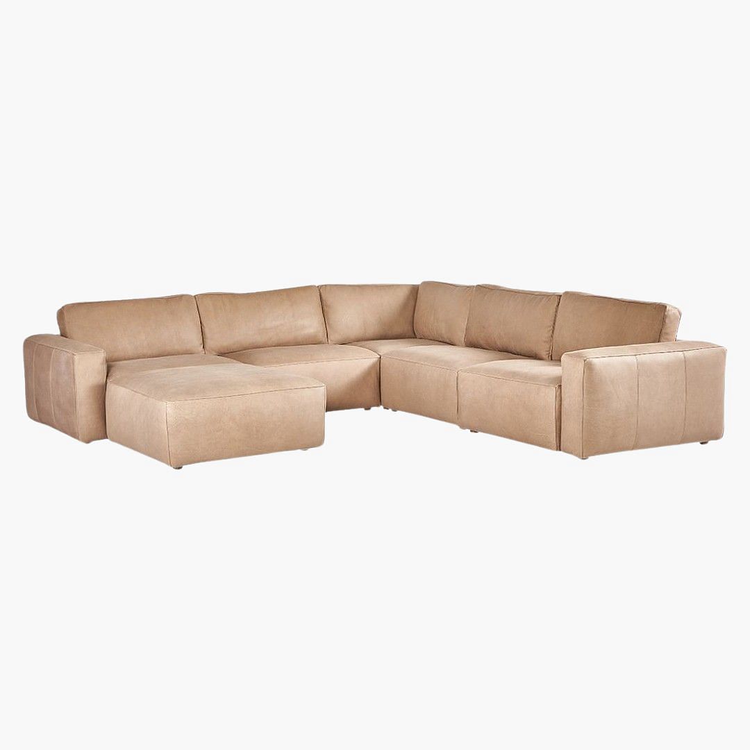 Buy Online Jerico Sectional Sofa BROWN LEATHER Marina Home Interiors Qatar