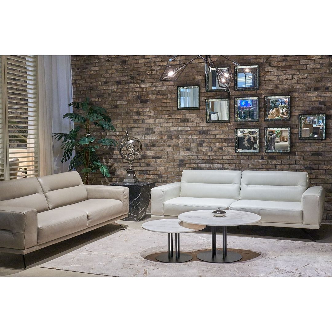 Timido 3 Seater Sofa SnowLeather Seating Sofas Marina Home Interiors