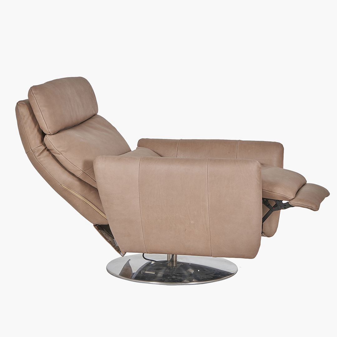 Buy Online Boyle Swivel Chair With Recliner BROWN LEATHER Marina Home Interiors UAE