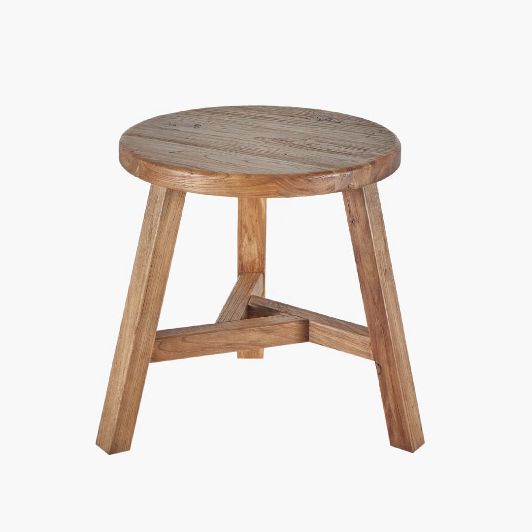 Round wooden stools best sale