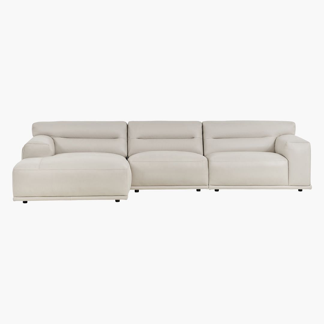 Buy Online Carmel Arm Right Chaise Lounge WHITE LEATHER Marina Home Interiors UAE