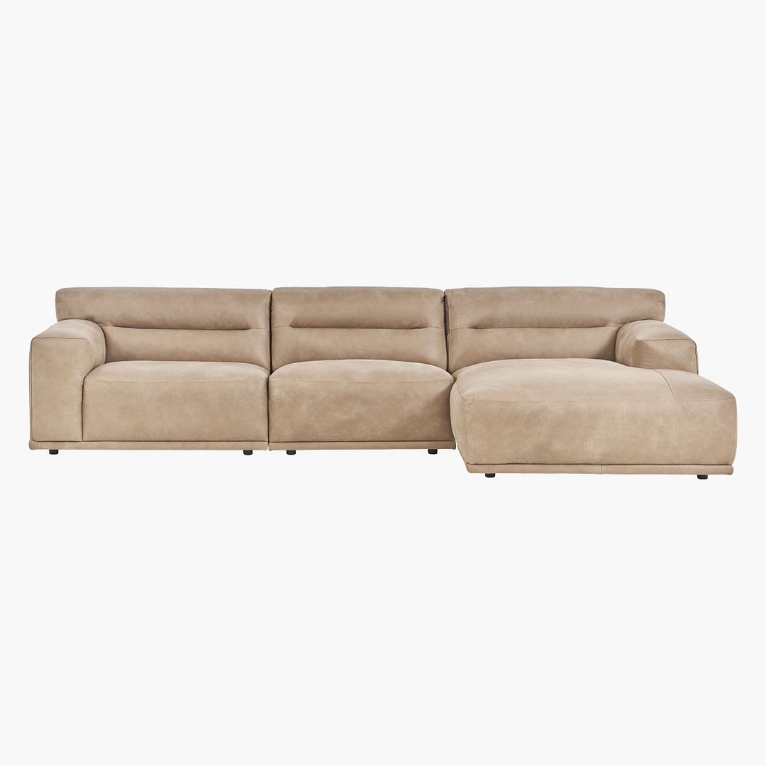 Buy Online Carmel Arm Right Chaise Lounge BROWN LEATHER Marina Home Interiors UAE