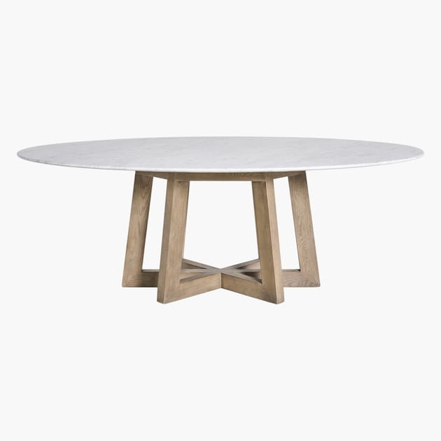 Buy Online CRESTON OVAL DINING TABLE,White,Oak Wood | Marina Home Interiors Qatar