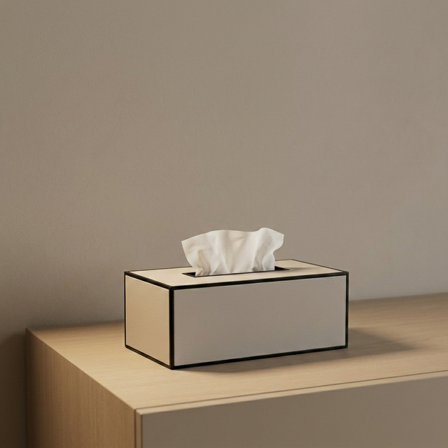 Buy Online Vincent Tissue Box,GREY,LEATHER | Marina Home Interiors UAE